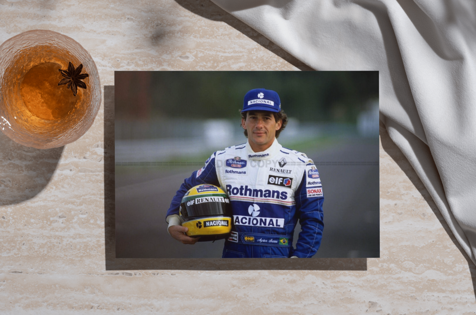 Photo Ayrton Senna – Portrait F1 Williams Renault 1994 – Casque Nacional – 15×20