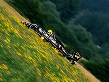 Photo Ayrton Senna – GP d'Autriche F1 1986 - Lotus JPS – Photo iconique – 15×20