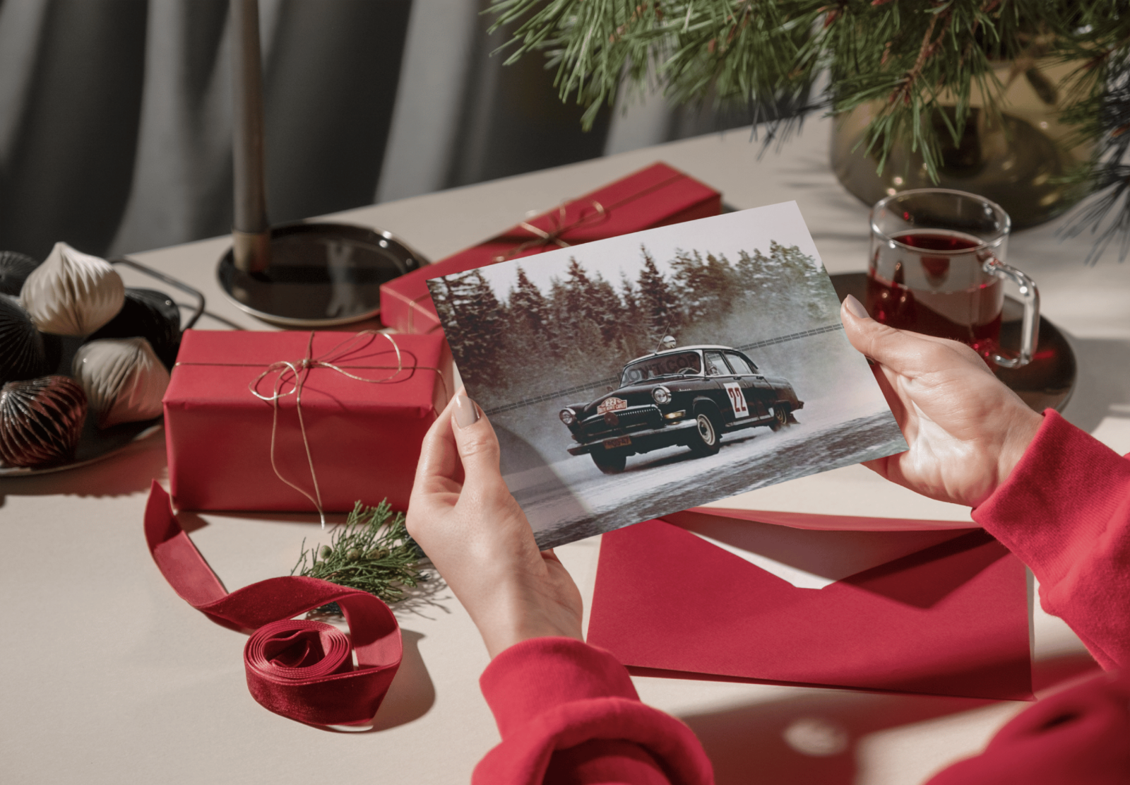 Photo Suchkov, Shchavelev – GAZ-21 Volga – Rallye Monte-Carlo Neige 1964 – 15×20