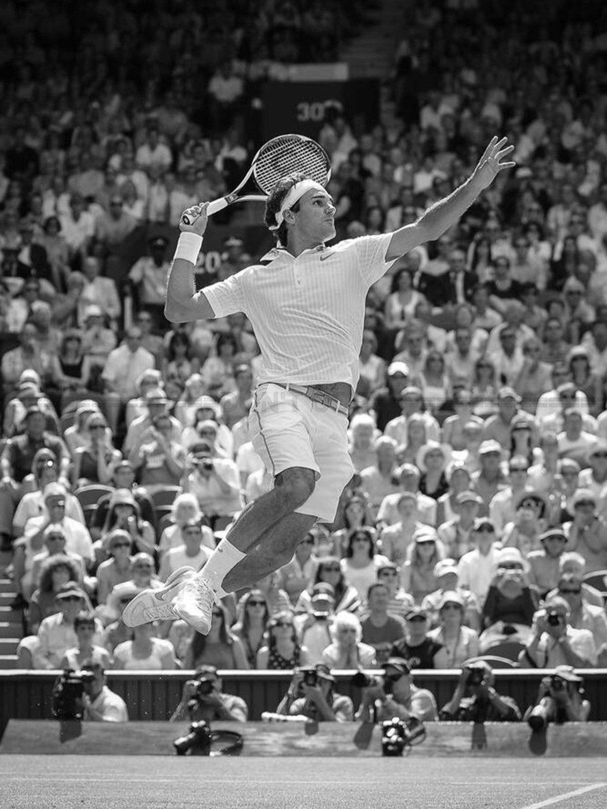 Photo Roger Federer "Flying King" en plein saut lors d'un service - 15 x 20