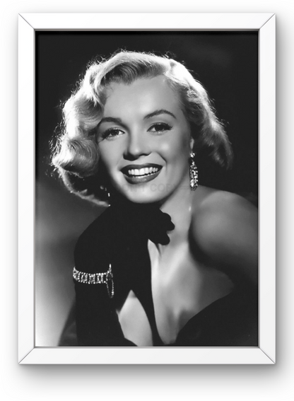Photo Encadrée Marilyn Monroe - Noir et blanc - (Cadre Bois Blanc) - 15×20