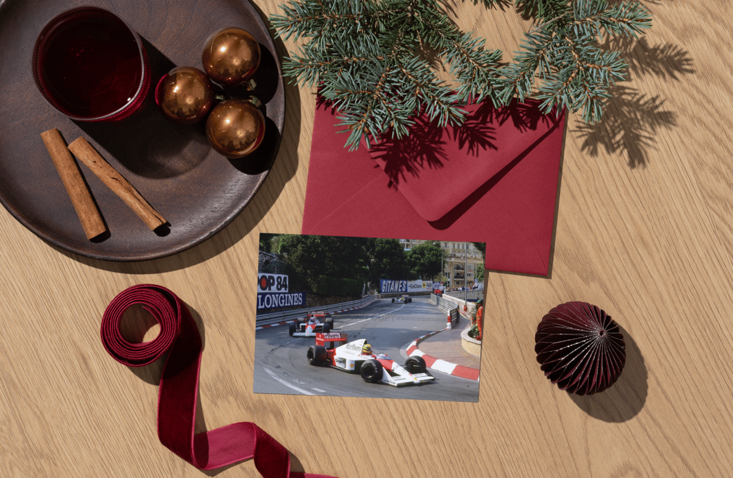 Photo Ayrton Senna devant Alain Prost – GP de Monaco 1989 – Virage Loews – 15×20