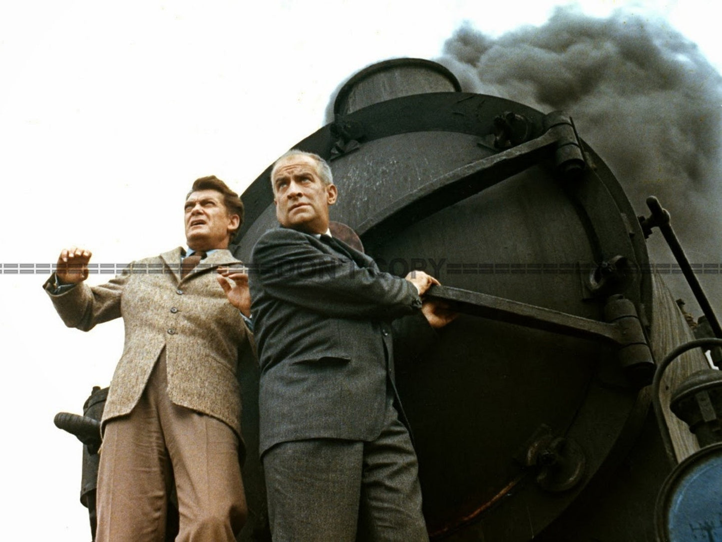 Photo Jean Marais & Louis de Funès – Fantômas 1964 – Scène Action Train – 15×20