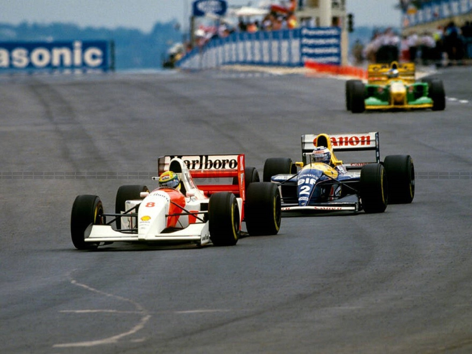 Photo Ayrton Senna & Alain Prost – GP d’Afrique du Sud (1993) – Duel F1 – 15x20