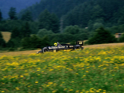 Photo Ayrton Senna – GP d'Autriche F1 1986 - Lotus JPS – Photo iconique – 15×20