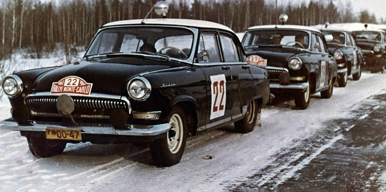 Photo Suchkov, Shchavelev – GAZ-21 Volga – Rallye Monte-Carlo Hiver 1964 – 15x20