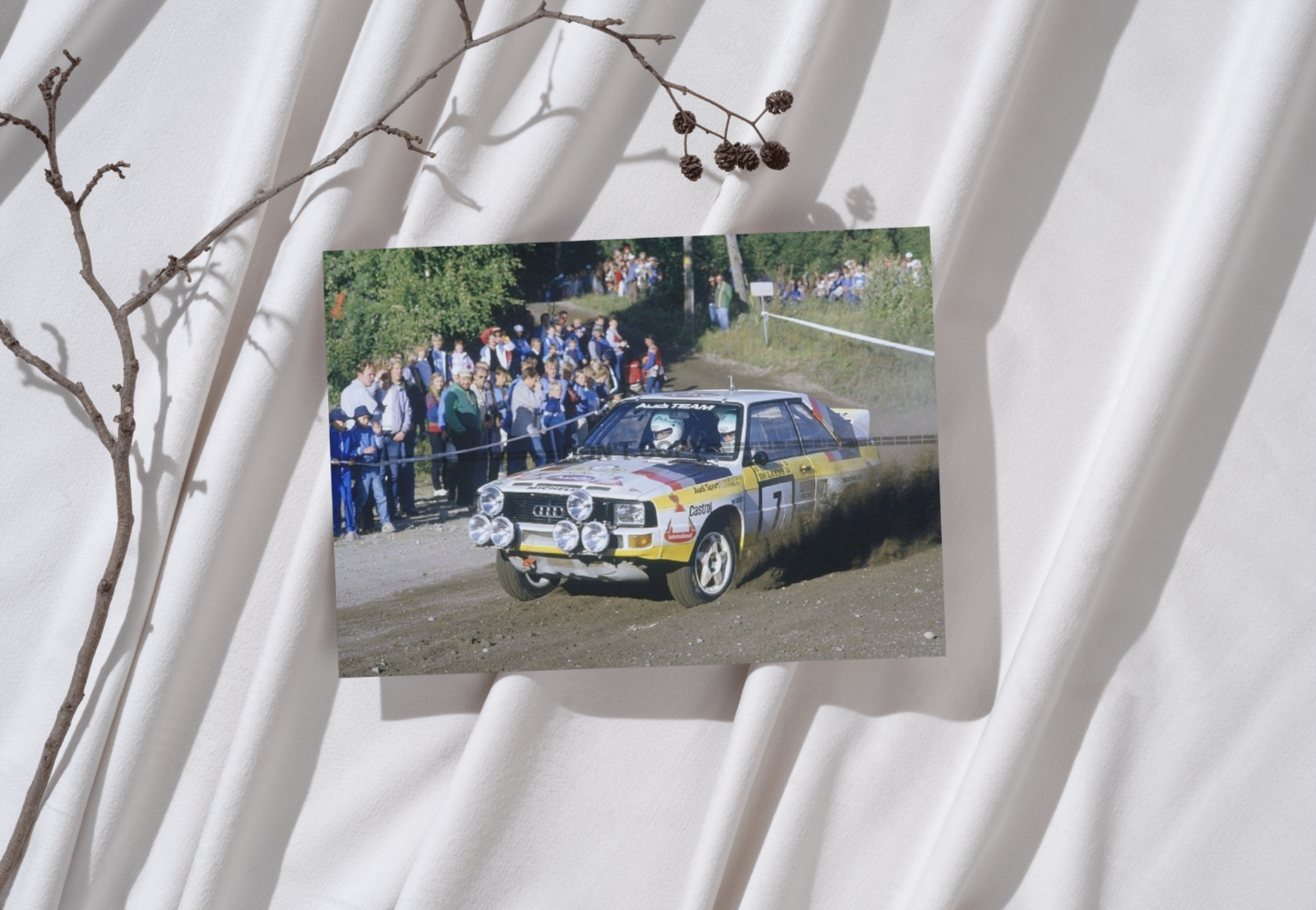 Photo Michèle Mouton – Audi Quattro – 1000 Lakes Rally WRC Groupe B 1984 – 15x20