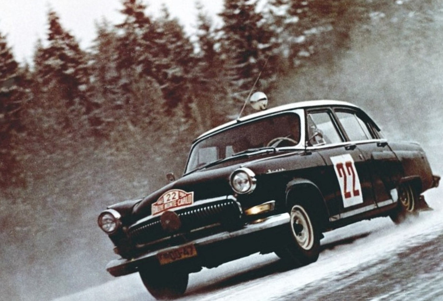 Photo Suchkov, Shchavelev – GAZ-21 Volga – Rallye Monte-Carlo Neige 1964 – 15×20