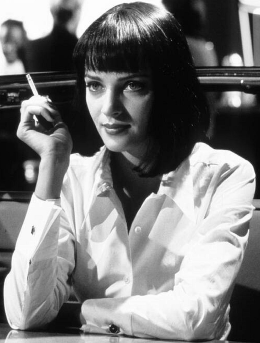 Photo Uma Thurman – Pulp Fiction (1994) – Café, Cigarette – Noir & Blanc - 15x20