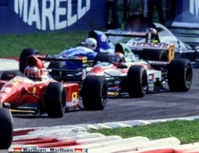 Photo Ayrton Senna – Duel avec Damon Hill – GP de Monza 1993 – Formule 1 – 15×20