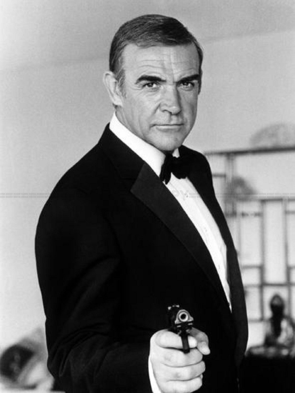 Photo Encadrée Sean Connery - James Bond - Noir et blanc - Cadre Bois - 15×20