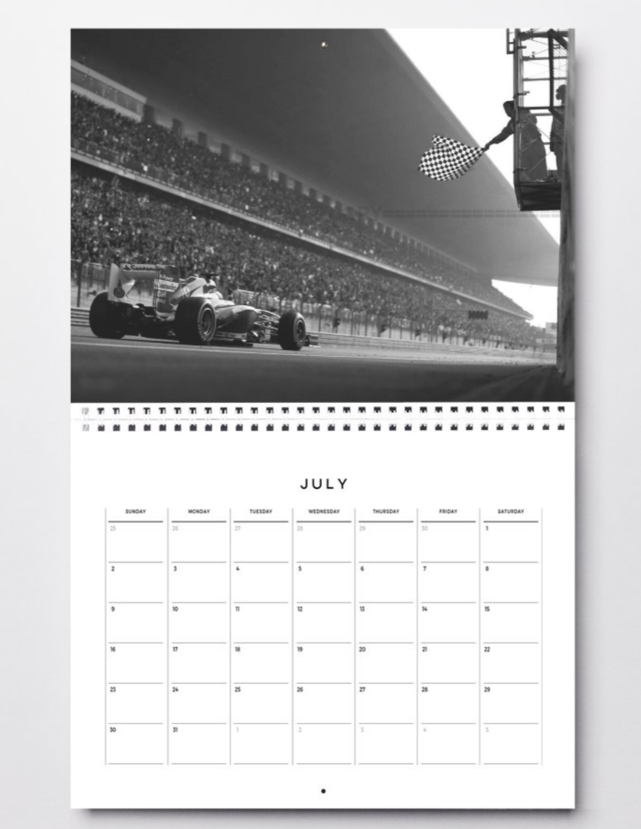 Photo Fernando Alonso – Ferrari F1 – Ligne d'Arrivée et Drapeau à Damier – 15×20