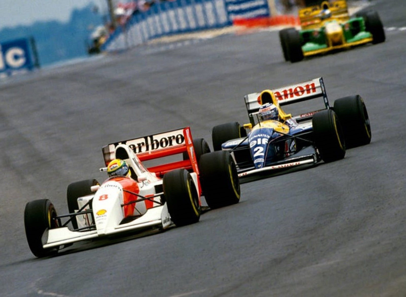 Photo Ayrton Senna & Alain Prost – GP d’Afrique du Sud (1993) – Duel F1 – 15x20