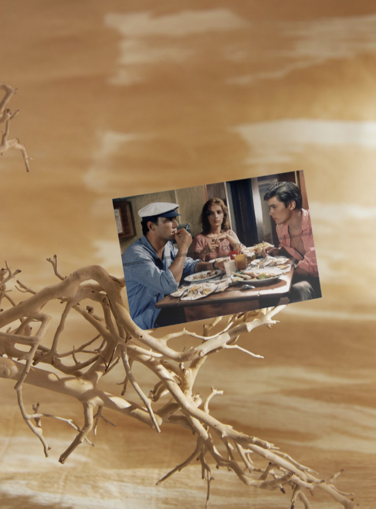 Photo A. Delon, M. Laforêt, M. Ronet – Plein Soleil 1960 – Scène Cinéma – 15×20