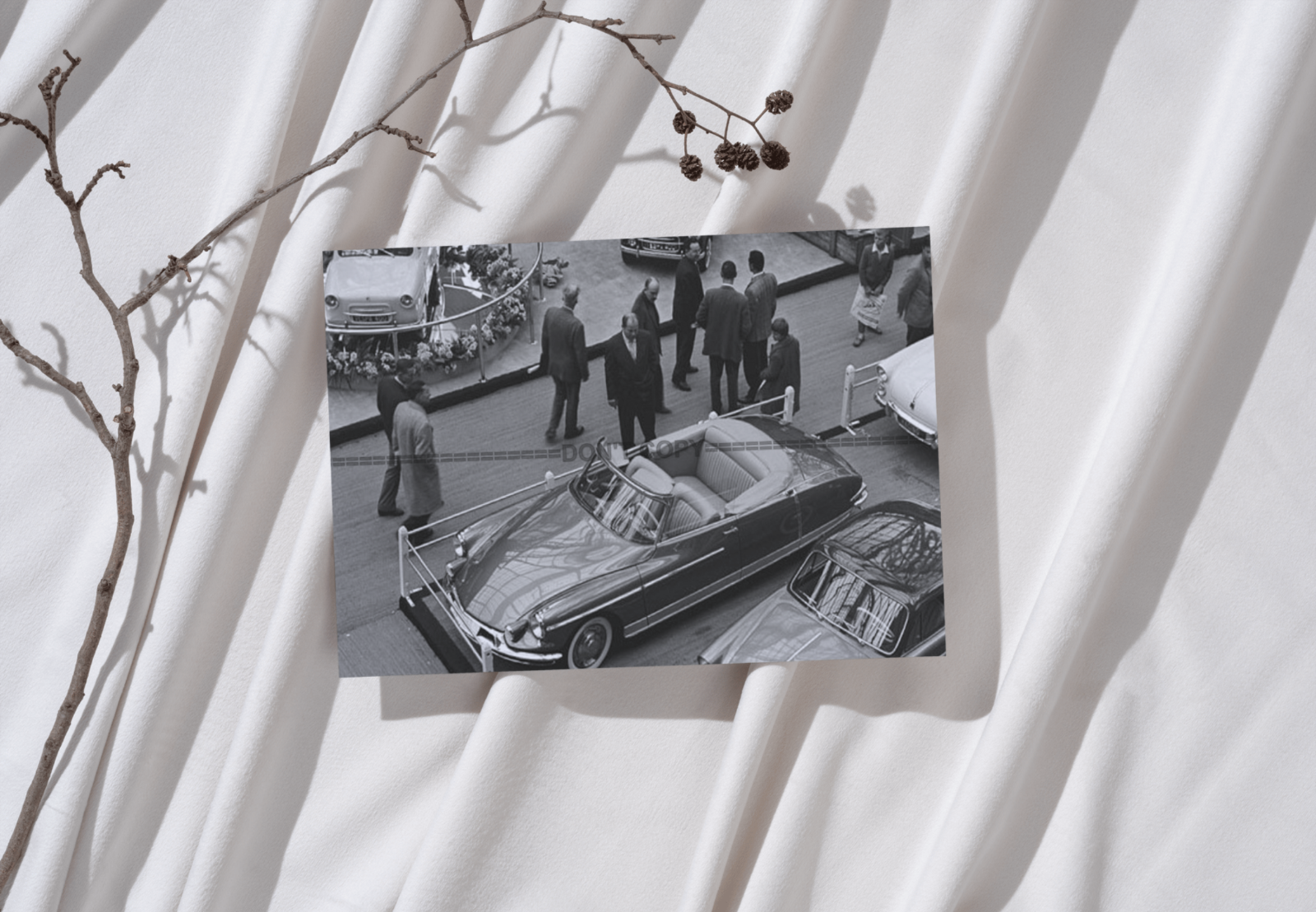 Photo Citroën DS 19 Cabriolet Chapron – Élégance Française – Expo – 1958 – 15×20