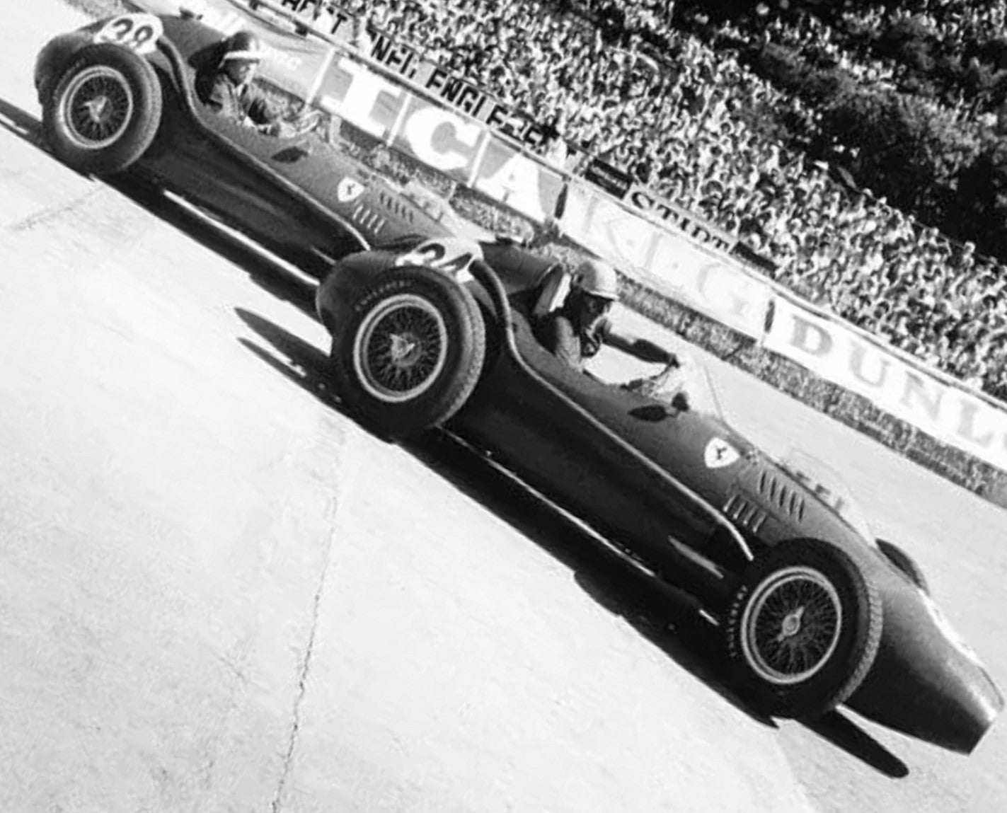 Photo L. Musso & M. Hawthorn – Ferrari Dino 246 – GP F1 Monaco (1958) – 15×20