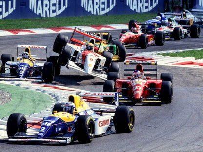 Photo Ayrton Senna – Duel avec Damon Hill – GP de Monza 1993 – Formule 1 – 15×20