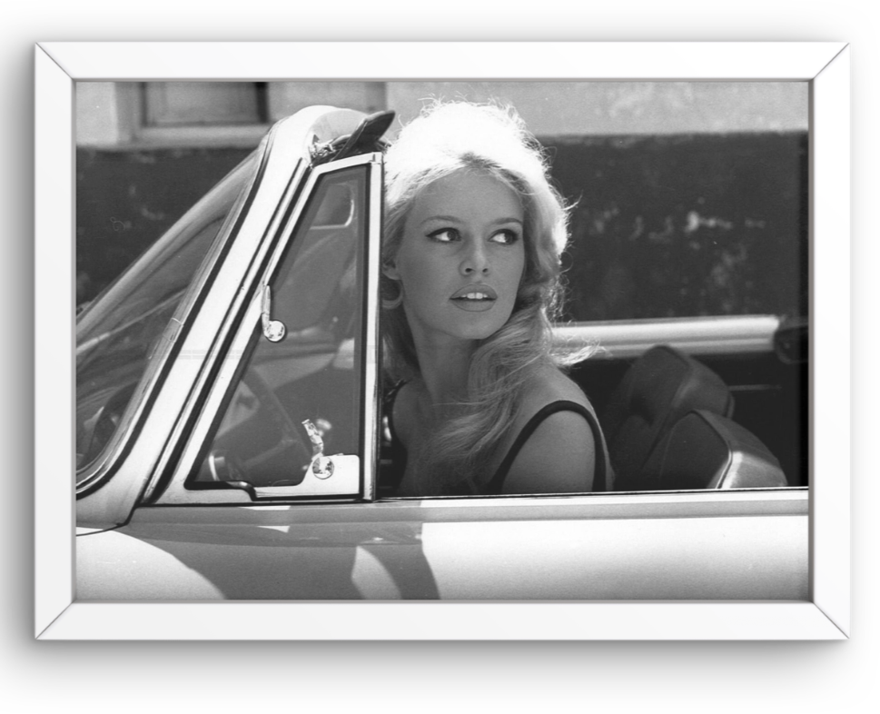 Photo Encadrée Brigitte Bardot - Noir et blanc - (Cadre Bois Blanc) - 15×20