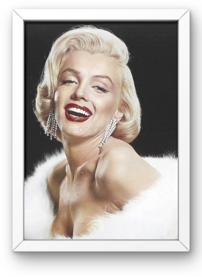 Photo Encadrée Marilyn Monroe - Couleur - (Cadre Bois Blanc) - 15x20