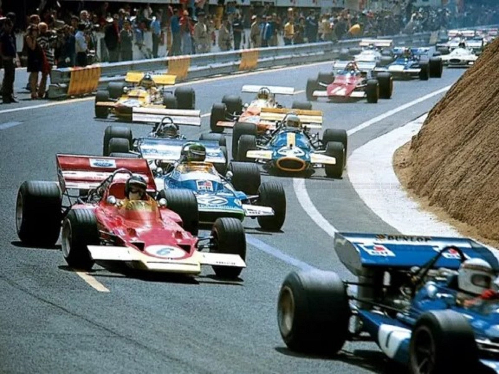Photo Jochen Rindt, Jackie Stewart, Henri Pescarolo - GP de France 1970 - 15x20