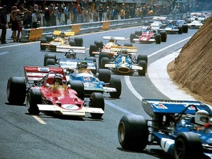 Photo Jochen Rindt, Jackie Stewart, Henri Pescarolo - GP de France 1970 - 15x20