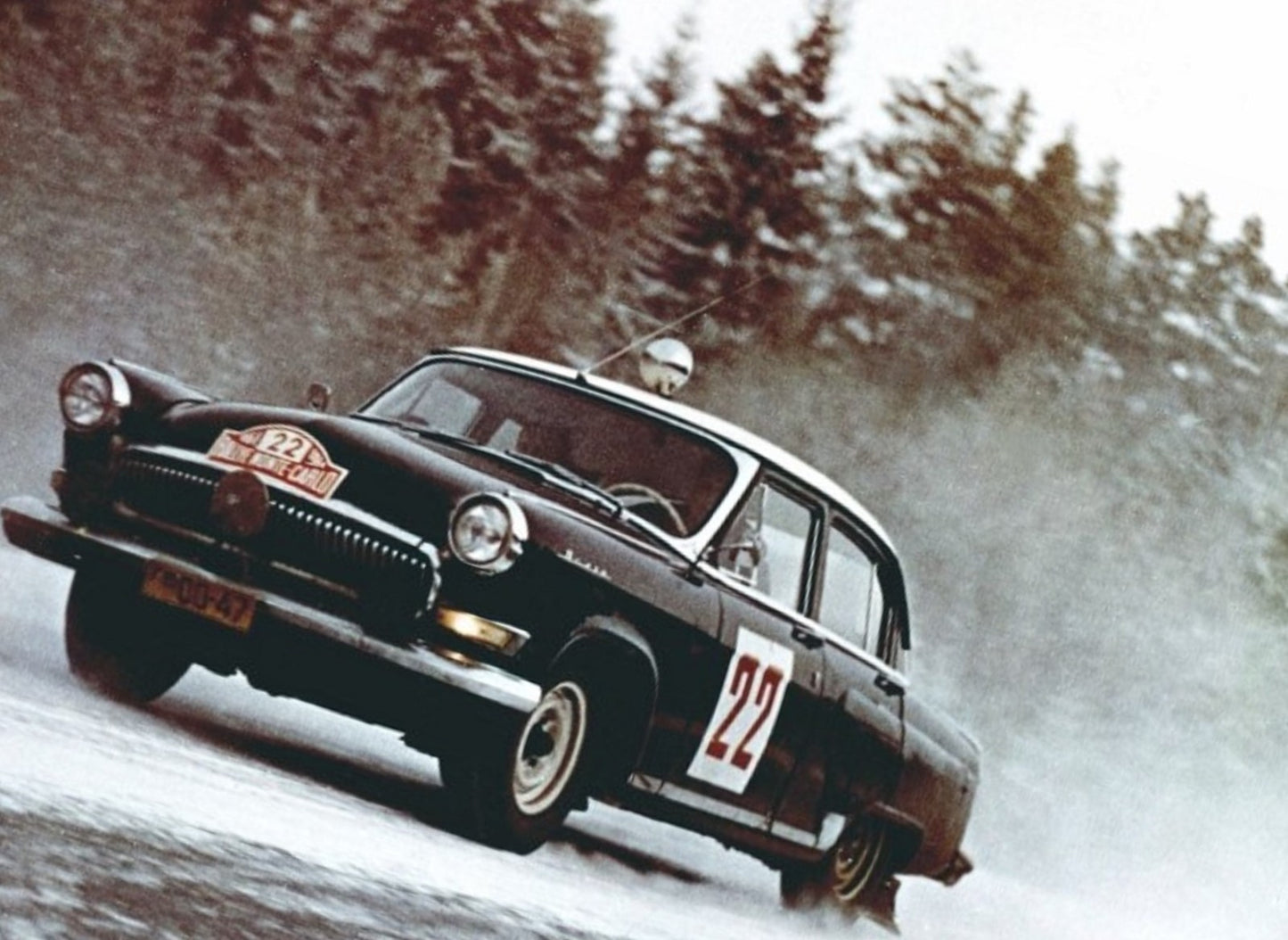 Photo Suchkov, Shchavelev – GAZ-21 Volga – Rallye Monte-Carlo Neige 1964 – 15×20