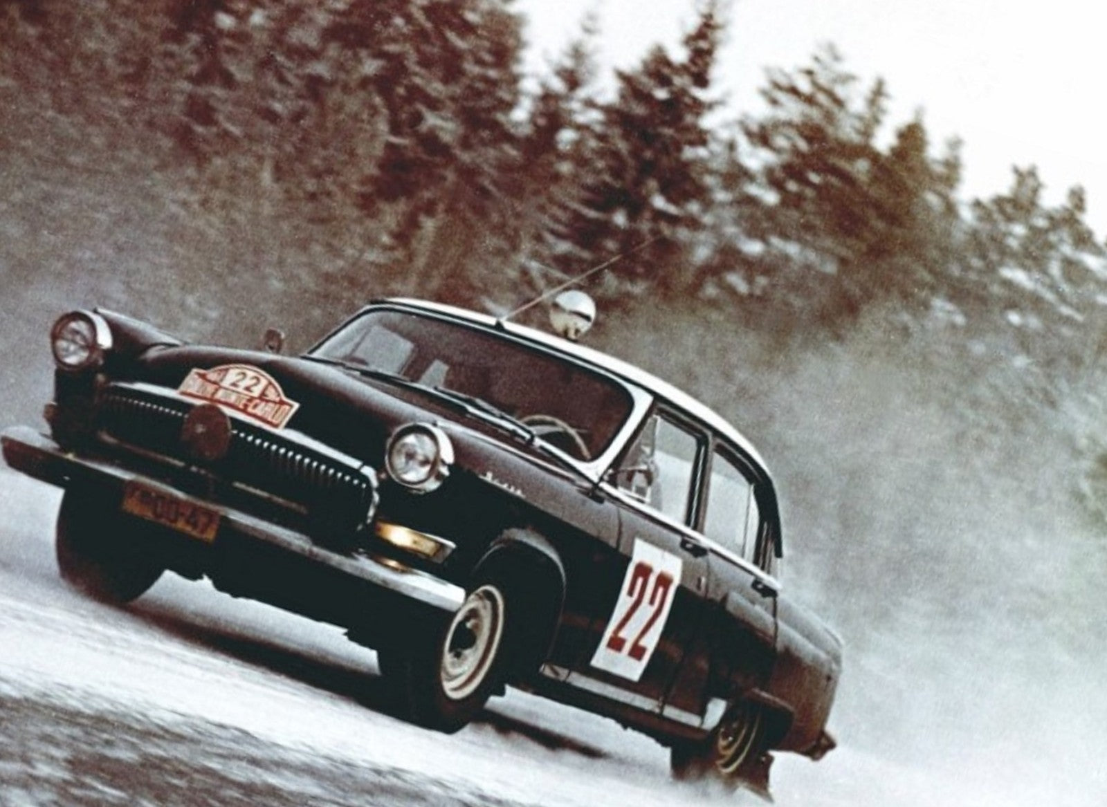 Photo Suchkov, Shchavelev – GAZ-21 Volga – Rallye Monte-Carlo Neige 1964 – 15×20