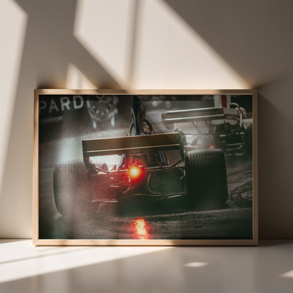 Photo Formule 1 – GP de Monaco – Course sous la pluie – Nuit & reflets – 15×20