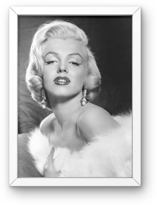 Photo Encadrée Marilyn Monroe - Noir et blanc - (Cadre Bois Blanc) - 15x20