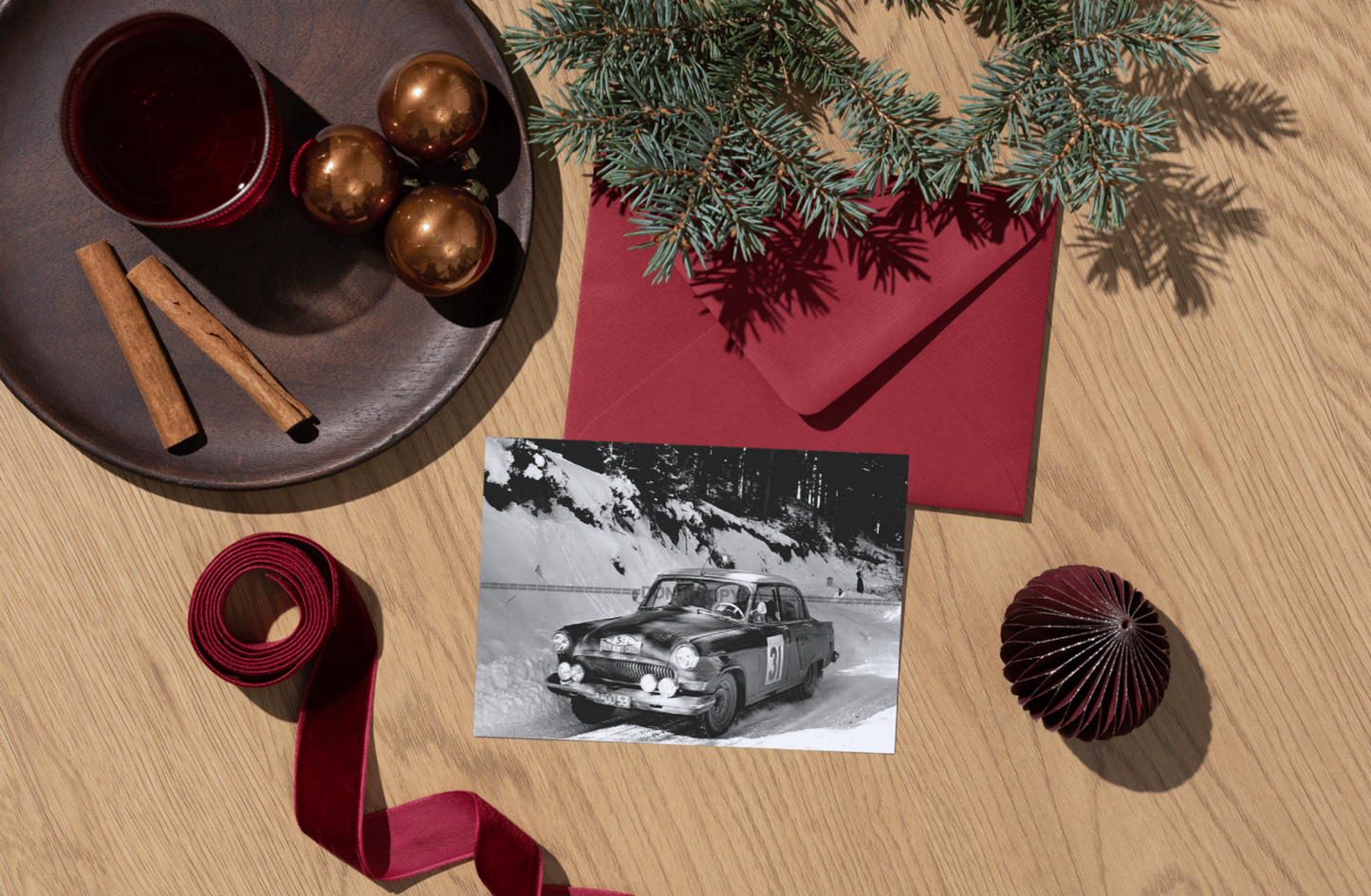 Photo GAZ-21 Volga (ГАЗ-21 Волга) Neige – Rallye Monte-Carlo 1964 – URSS – 15×20