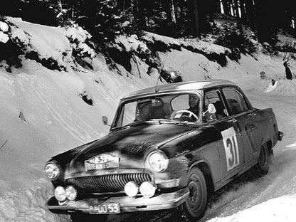 Photo GAZ-21 Volga (ГАЗ-21 Волга) Neige – Rallye Monte-Carlo 1964 – URSS – 15×20