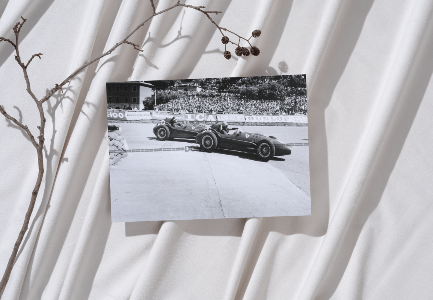 Photo L. Musso & M. Hawthorn – Ferrari Dino 246 – GP F1 Monaco (1958) – 15×20