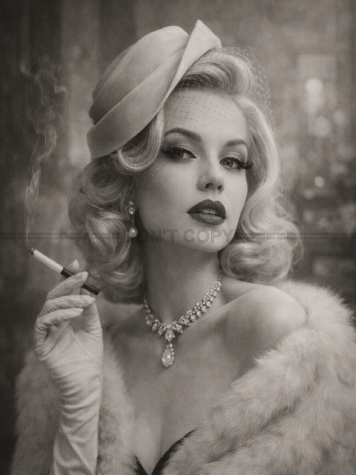 Tirage photo artistique – Portrait glamour vintage noir et blanc – Deco – 15x20
