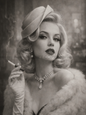 Tirage photo artistique – Portrait glamour vintage noir et blanc – Deco – 15x20