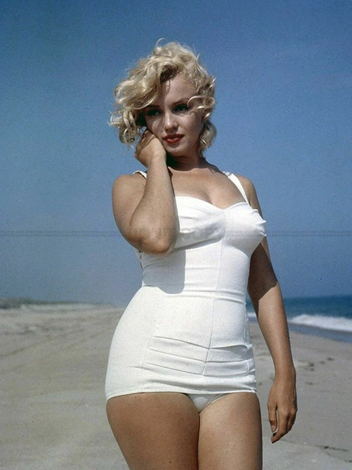 Photo Encadrée Marilyn Monroe - Couleur - (Cadre Bois Blanc) - 15x20