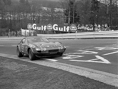 Photo Ferrari Daytona 365 GTB/4 - Spa-Francorchamps 1972 - Noir et blanc - 15x20