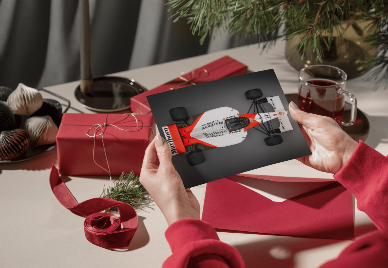 Photo McLaren Honda MP4/6 de Ayrton Senna – Champion GP du Brésil (1991) – 15×20