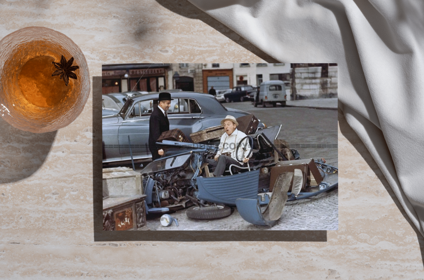 Photo Louis de Funès & Bourvil – Le Corniaud (1965) – Scène Culte Cinéma – 15×20