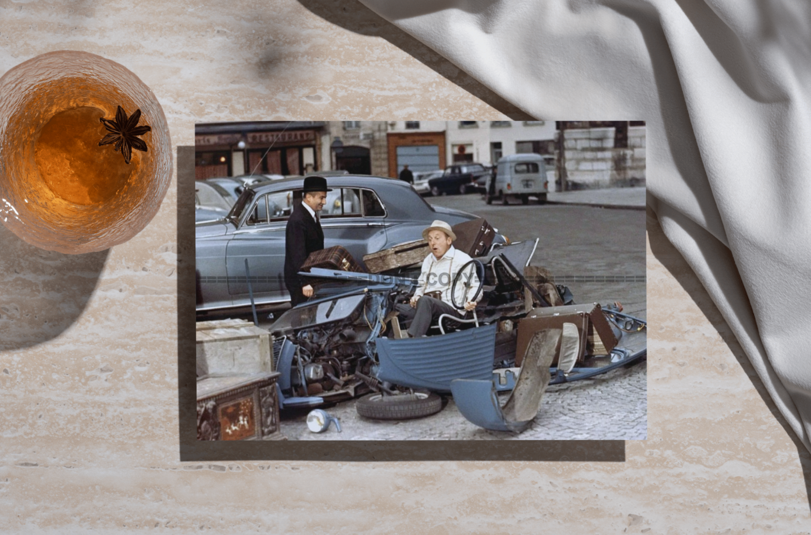 Photo Louis de Funès & Bourvil – Le Corniaud (1965) – Scène Culte Cinéma – 15×20