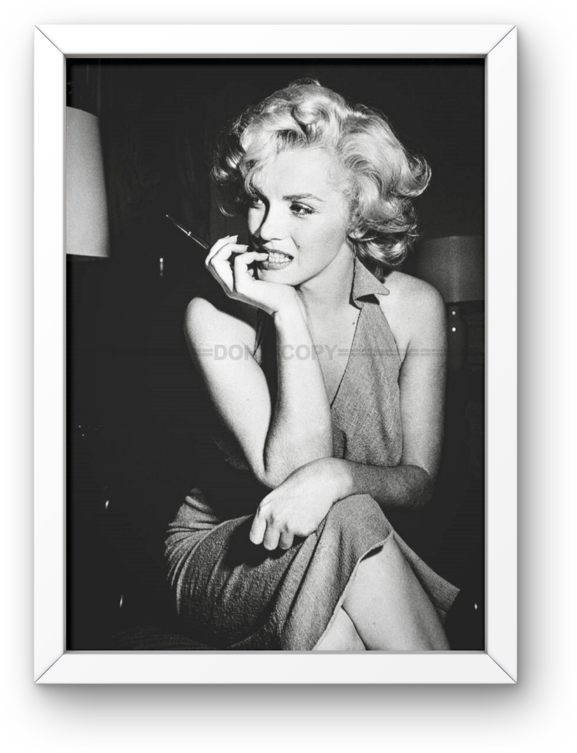 Photo Encadrée Marilyn Monroe - Noir et blanc - (Cadre Bois Blanc) - 15x20