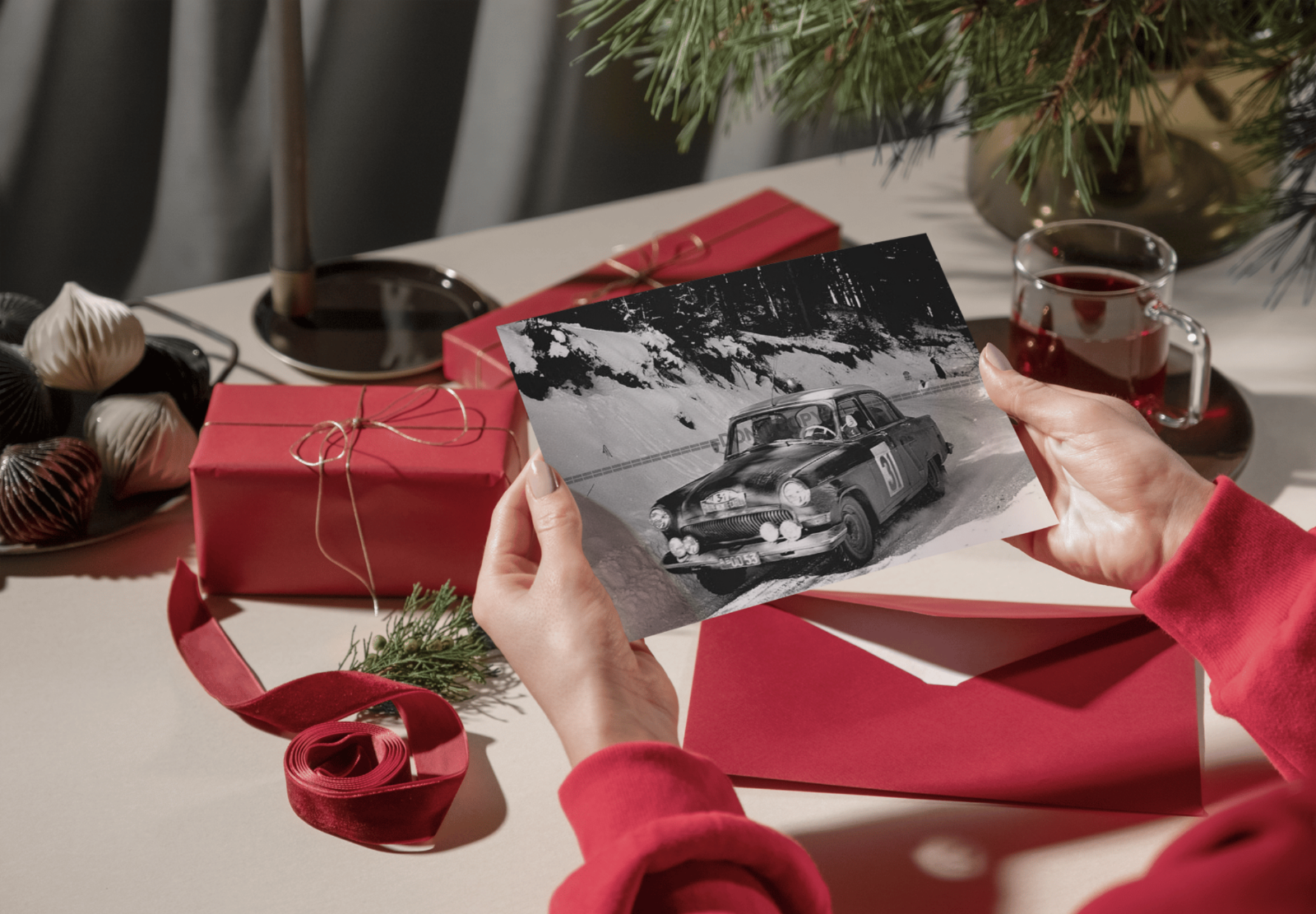 Photo GAZ-21 Volga (ГАЗ-21 Волга) Neige – Rallye Monte-Carlo 1964 – URSS – 15×20