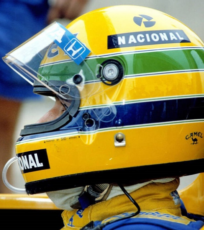 Photo Ayrton Senna – Casque iconique Nacional – F1 Jerez 1987 – Cockpit – 15×20