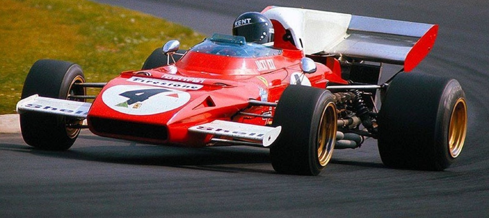 Photo Jacky Ickx – Grand Prix d’Allemagne (1972) – Ferrari n°4 en action – 15×20
