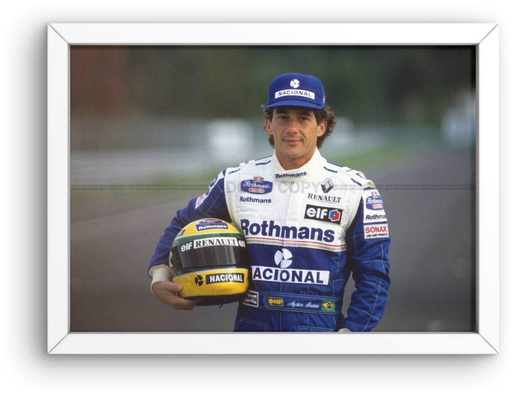 Photo Encadrée Ayrton Senna – Portrait F1 (1994) – Casque Nacional – 15×20