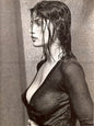 Photo Laetitia Casta de profil avec les cheveux mouillés - Noir et blanc - 15x20