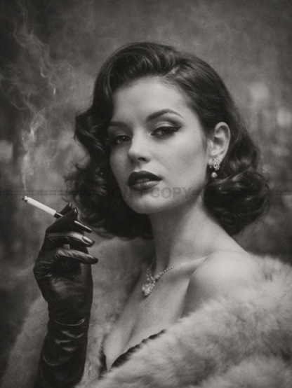 Tirage photo artistique – Portrait féminin glamour noir et blanc – Déco – 15x20