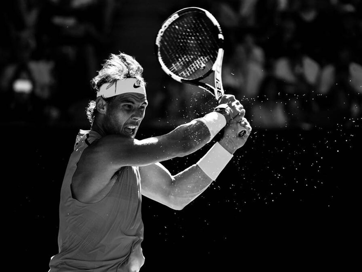 Photo Rafael Nadal en pleine action, revers à deux mains « Explosion » - 15 x 20