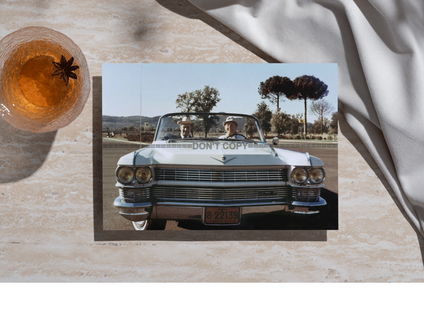 Photo Louis de Funès & Bourvil – Le Corniaud (1965) – Scène Route Cinéma – 15×20