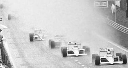 Photo Grand Prix Formule 1 1989 – Départ sous la pluie – Course Vintage – 15×20