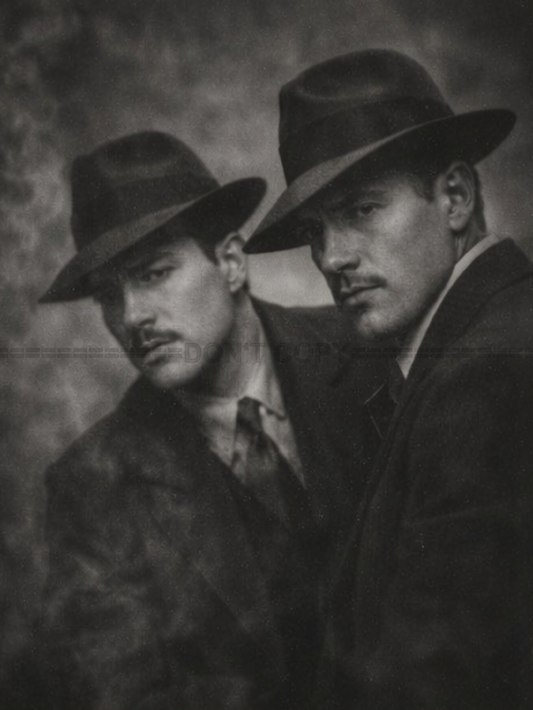 Tirage photo artistique – Duo masculin style film noir – Portrait rétro – 15x20